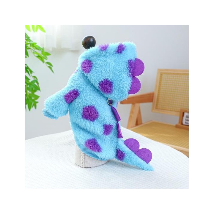 Yousheng Haustier-Overall mit Dinosaurier-Kapuze, Haustiermantel mit Knopfverschluss, Winterkleidung für Hunde und Katzen mit