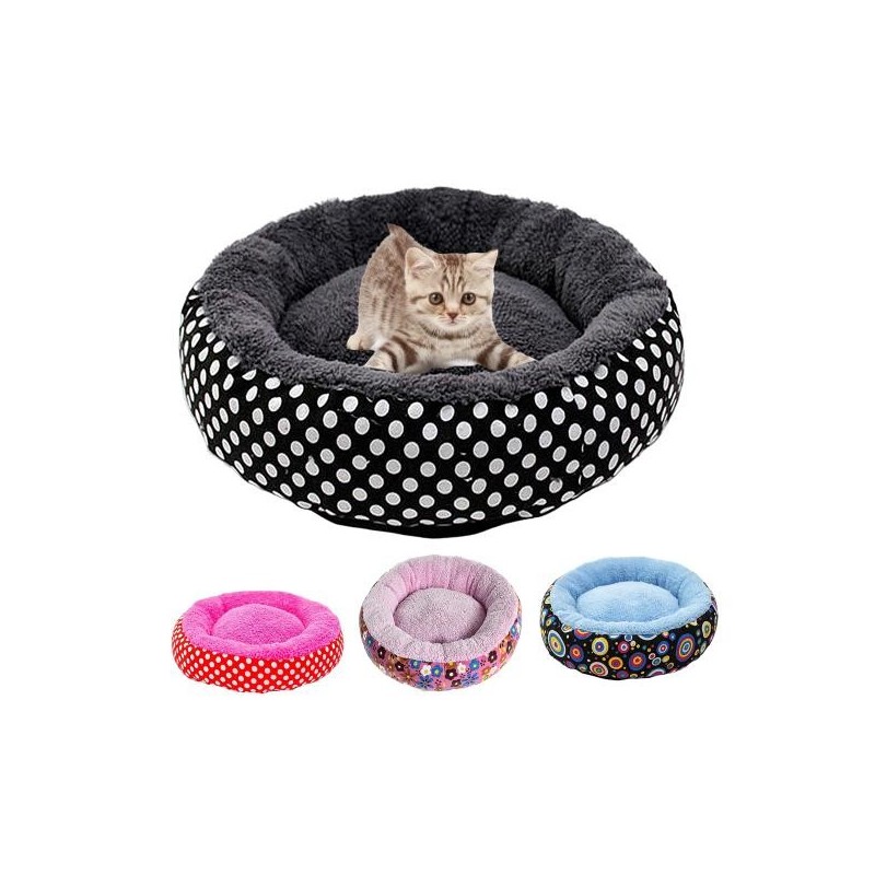 Hundebett, bedruckt, weich, bequem, atmungsaktiv, volle Füllung, hält warm, rund, für Haustiere S rosa