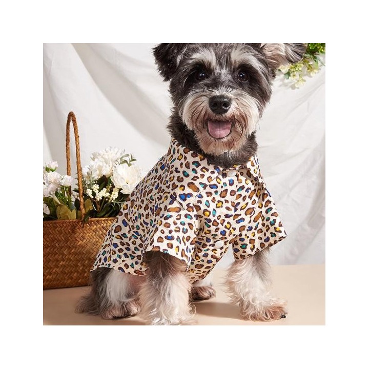 Hundekostüm Leopardenmuster Niedlich Entzückend Atmungsaktiv Hohe Elastizität Anzieh Reverskragen Haustier XS