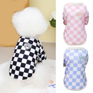 Haustier-Pyjama, weich, langlebig, mit Saum, nicht klebriges Haar, universell, warm halten, Gitterdruck S rosa