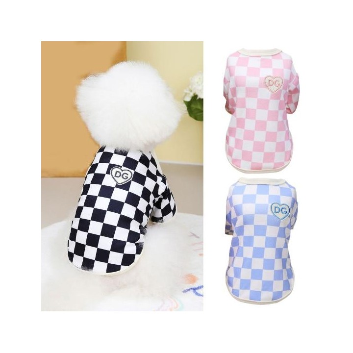 Haustier-Pyjama, weich, langlebig, mit Saum, nicht klebriges Haar, universell, warm halten, Gitterdruck S rosa