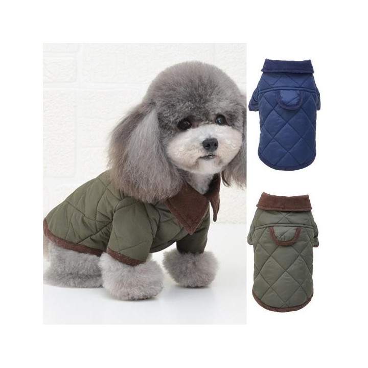 Haustier Kostüm Plaid Textur Cosplay Weiche Textur Verdickt Haustier Hunde Katzen Mantel Outfits für M dunkelblaue