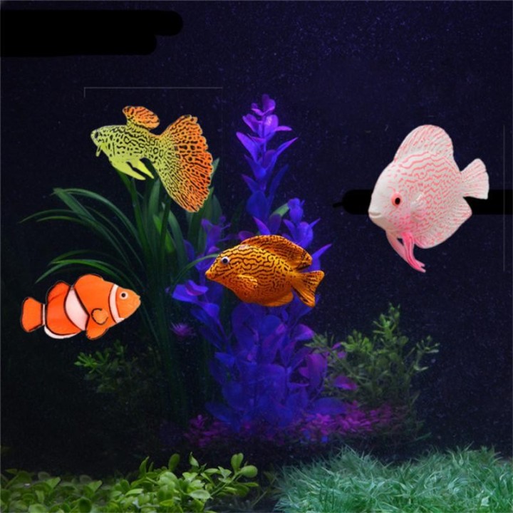 Künstlicher Rotfeuerfisch für die Aquariumdekoration, Silikon, leuchtende Farben, leuchtet im Dunkeln, realistisches Design,