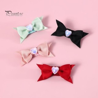 4-teiliges Haustier-Haarspangen-Set mit Schleife aus Kunstperlen, Dekoration für kleine Welpen und Katzen, Haarspangen für Ha