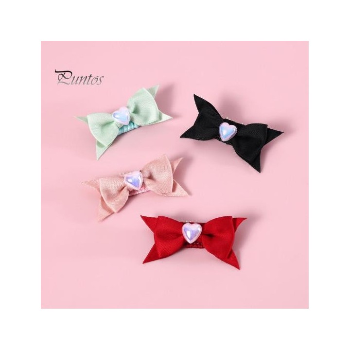 4-teiliges Haustier-Haarspangen-Set mit Schleife aus Kunstperlen, Dekoration für kleine Welpen und Katzen, Haarspangen für Ha