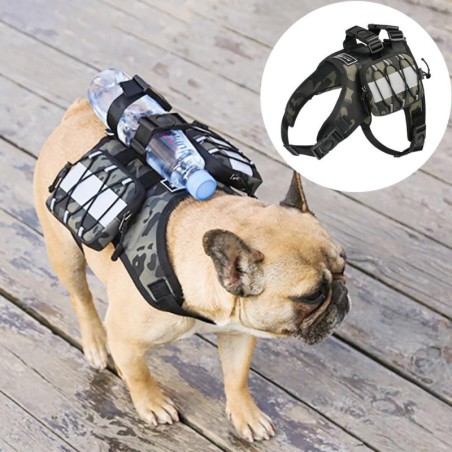 Taktischer Hundegeschirr-Rucksack, Nylon-Haustier-Trainingsweste mit selbsttragendem Rucksack-Hundegeschirr für kleine, mitte