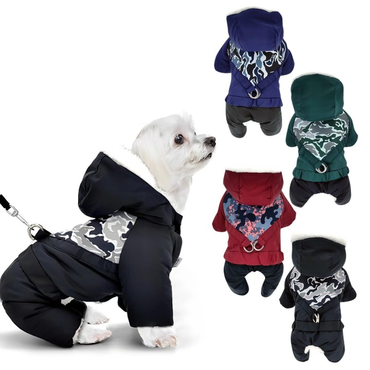 Hundekleidung Winter reflektierend wasserdicht warm Haustier dick samt Baumwolle Mantel S blau