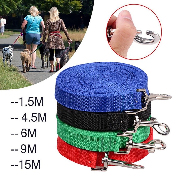 1,5/1,8/3/4,5/6/9/15M Hund Welpen Leine Gehorsam Nylon Training Rückruf Seil 1.5 m