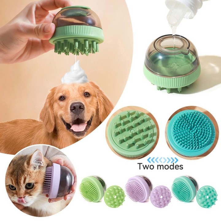 Shampoo-Bürste für Katzen und Hunde, Massagekamm für Katzen, Fellpflege-Schrubberbürste für kurzes Haar, weiche Silikonkautsc