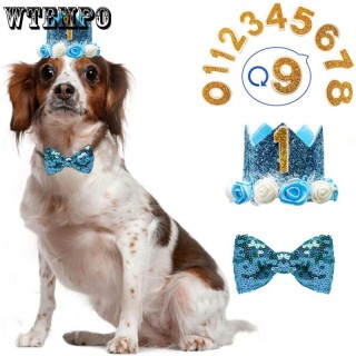 Hunde-Geburtstagsparty-Hut, geeignet für Mädchen/Jungen, wiederverwendbar, Geburtstagsfeier, Katze, Katzenkopf mit 0–9-Puppen