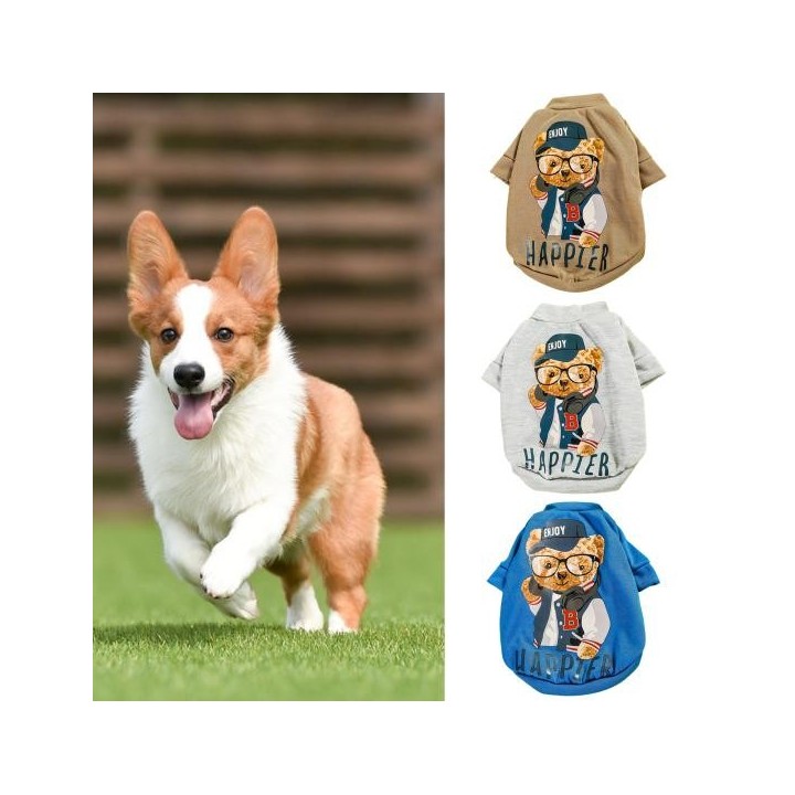 T-Shirt für Haustiere, strapazierfähig, elastisch, Ausschnitt, waschbar, bequem, Druck, Foto-Requisite, Polyester, Aussehen e