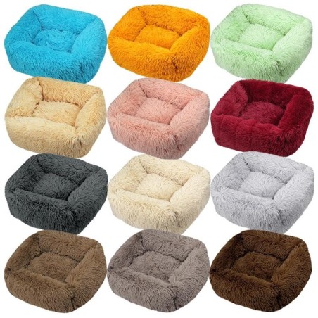 Quadratisches Hundekatzenbett mit Seitenabdeckung, mittelgroßes großes Sofa, Plüschhütte, Winter, warme Welpenmatte, Nest, we