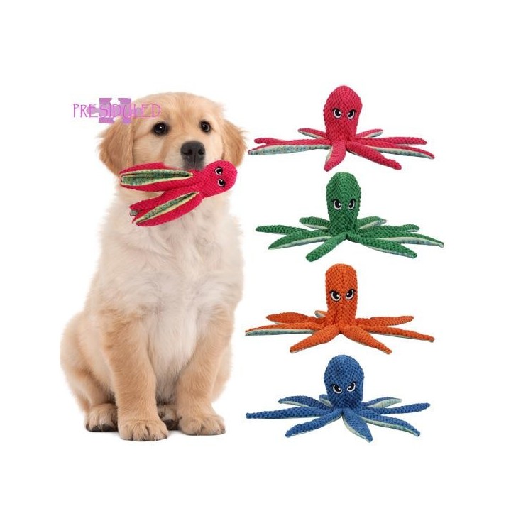Kauspielzeug für Haustiere, niedliche Oktopusform, Hundeplüschspielzeug, langlebig, bissfest, quietschend – Heimtierbedarf bl