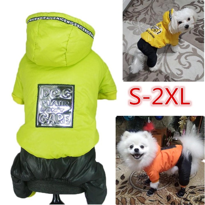 Wintermantel für Hunde und Katzen, warm, wasserdicht, Schneeanzug, Chihuahua, Neujahr, Haustierkostüm S grün