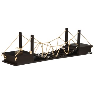 PawHut Kletterwand für Katzen Wandkratzbaum mit Hängebrücke bis 5 kg Wandmontage Braun 96x20x25,5 cm für aktives Spielen und