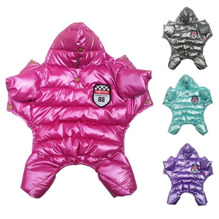 Winter-Hundeoverall, warmer Hundemantel, einfarbig, Welpenkleidung für Chihuahua, Shih Tzu, Hund und Katzen XS(8) rosa