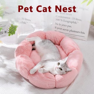 Superweiches Katzenbett, waschbares Blumenkissen, selbstwärmende Schlafkissenmatte für Katzen, vier Jahreszeiten, universelle