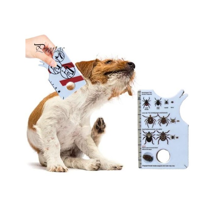 Zeckenentfernungskarte mit Lupe, leichter Zeckenentferner, Zeckenfänger mit Skala, leicht zu tragende kleine Zeckenkarte für
