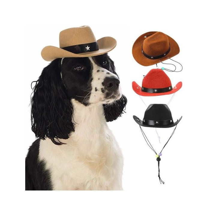 Kopfbedeckung für Haustiere im Western-Cowboy-Stil, mit Sternen verziert, auffälliges Kostümzubehör für Hunde und Katzen für