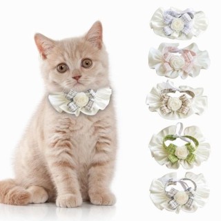 Exquisite dreidimensionale Blumen Rüschenrand Haustier Hund Katze Bowknot Halstuch Fotoshooting S kaffeebraun