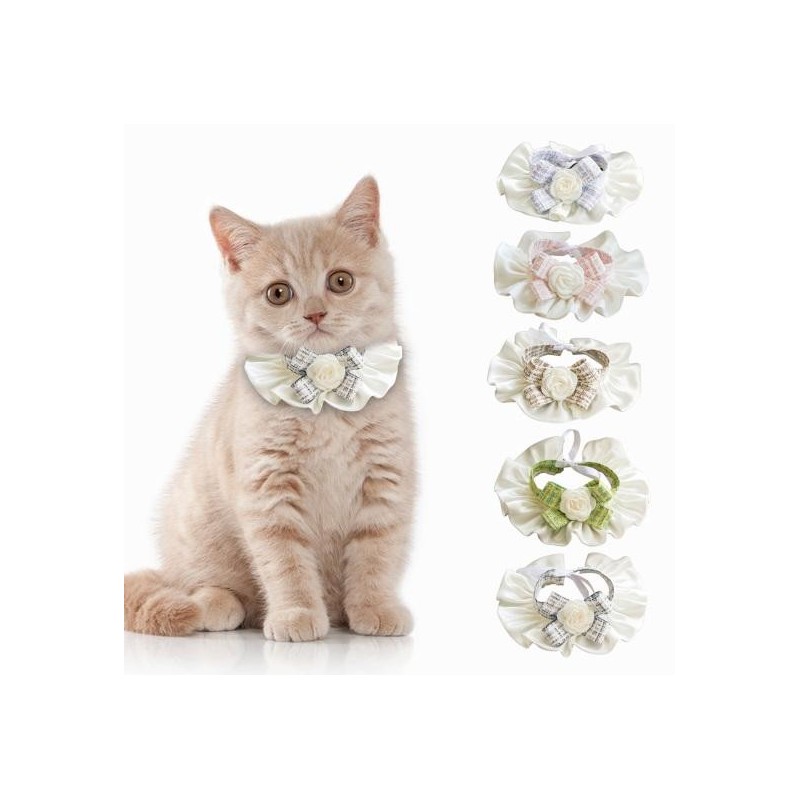Exquisite dreidimensionale Blumen Rüschenrand Haustier Hund Katze Bowknot Halstuch Fotoshooting S kaffeebraun