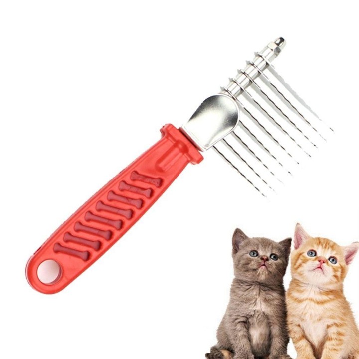 Pet Zubehör Haushalt Langlebig Entfernt Knoten Kamm Hund Kamm Hund Pflege Werkzeuge Haar Entferner Bürste rot