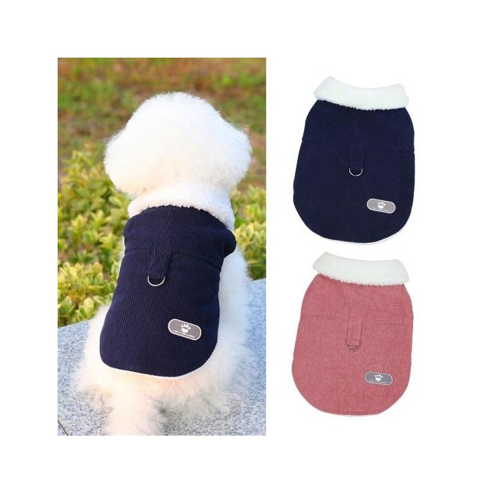 Hundemantel mit Pelzkragen, bequem, für den Winter, ärmellos, für Haustiere S wassermelone roten