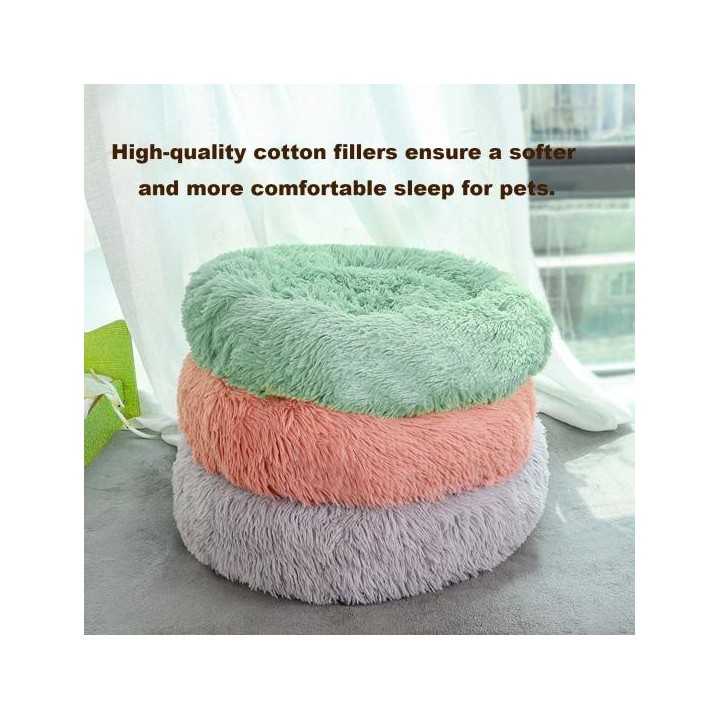Gemütliches, rundes, beruhigendes Haustierbett, weiches Plüsch, bequemer Schlaf, Baumwollfüllung, verdicktes, warmes, stilvol