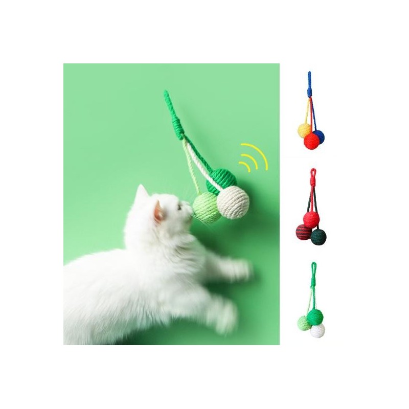 Kratzspielzeug für Katzen, integriertes, kratzfestes Haustier-Rasselstein, Sisal, Kratzkatze, hängendes Ballspielzeug, Heimti