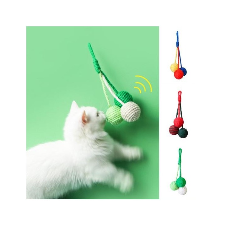 Kratzspielzeug für Katzen, integriertes, kratzfestes Haustier-Rasselstein, Sisal, Kratzkatze, hängendes Ballspielzeug, Heimti