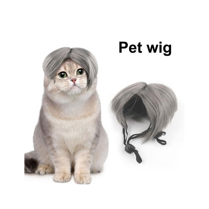 Haustier-Perücke für Katzen und Hunde, Cosplay-Kostüm, verstellbares Gummiband-Design, lustige Kopfbedeckung, DIY-Haustier-Zu
