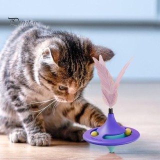 1 Set Katzenkreisel-Spielzeug mit Federn, zur Linderung von Langeweile und Stress, 360 Grad drehbar, interaktiver Saugnapf, z