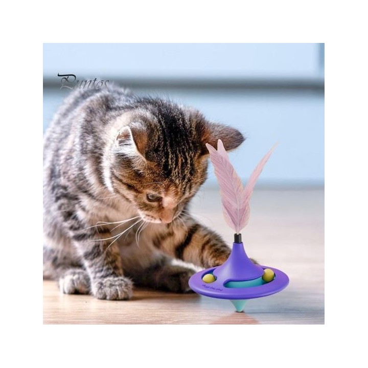 1 Set Katzenkreisel-Spielzeug mit Federn, zur Linderung von Langeweile und Stress, 360 Grad drehbar, interaktiver Saugnapf, z