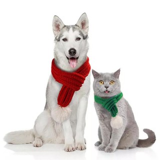 Weihnachtshalstuch für Hunde und Katzen, Halstuch für Haustiere, gestrickt, als Weihnachtsgeschenk S