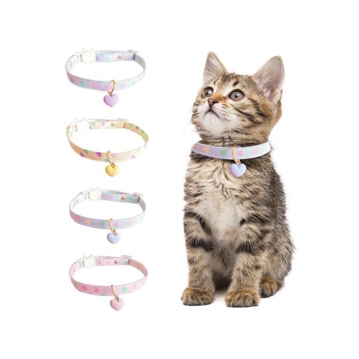 Schnalle, bequem, verstellbar, kleine Katzenschal, Hundehalskette mit Herzanhänger für den Alltag M blau