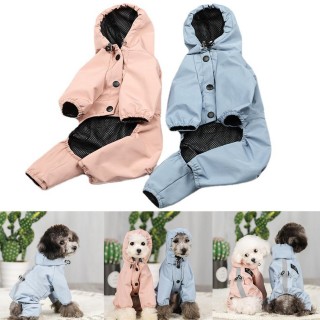 Hunde-Regenmantel, leichter Regenponcho, Kapuzenpullover, Slicker mit Loch für die Leine, Regenjacke für kleine und mittelgro