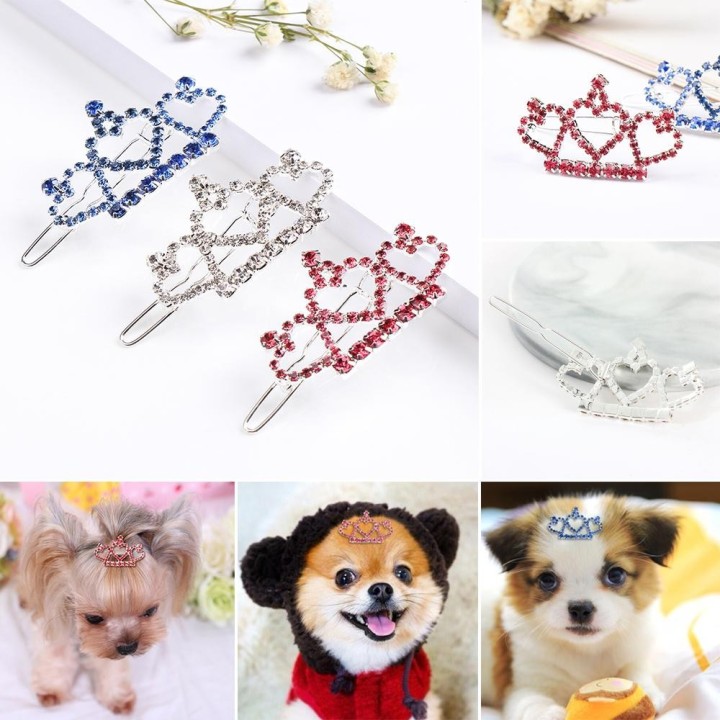 Schöne glänzende Strass-Hundehaarnadel, Katzenhaarpflege, Heimtierbedarf, Haarspange weiß