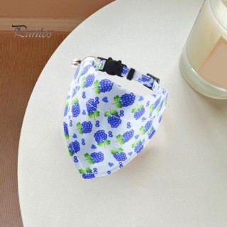 Verstellbares Katzenhalsband mit Speicheltüchern für Haustiere, Bandana mit Glöckchen, Obst-Aufdruck, Stoff, Haustierhalsband