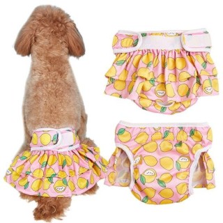 Physiologische Hosen für Haustiere, wiederverwendbares Befestigungsband, Hundewindeln mit Zitronendruck, Schutzkleidung für K