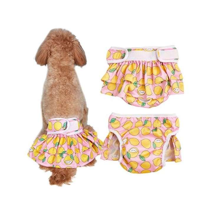Physiologische Hosen für Haustiere, wiederverwendbares Befestigungsband, Hundewindeln mit Zitronendruck, Schutzkleidung für K