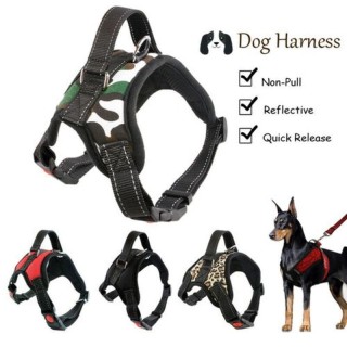 Nylon-Hundegeschirr-Halsband, verstellbares No-Pull-Hundegeschirr, reflektierende Outdoor-Haustierweste für mittelgroße und g