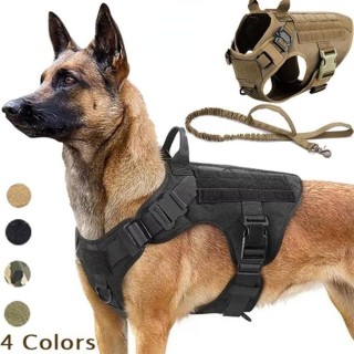 Militärisches taktisches Hundegeschirr, Weste und Leine, Set, Haustier-Trainingsweste, verstellbare Metallschnalle, Verdickun