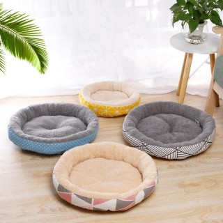 Print Katzenbett Kleines mittelgroßes Hundebett Kissen Weiche Baumwolle Winterkorb Warmes Sofa Haus Waschbares Bett für Hunde