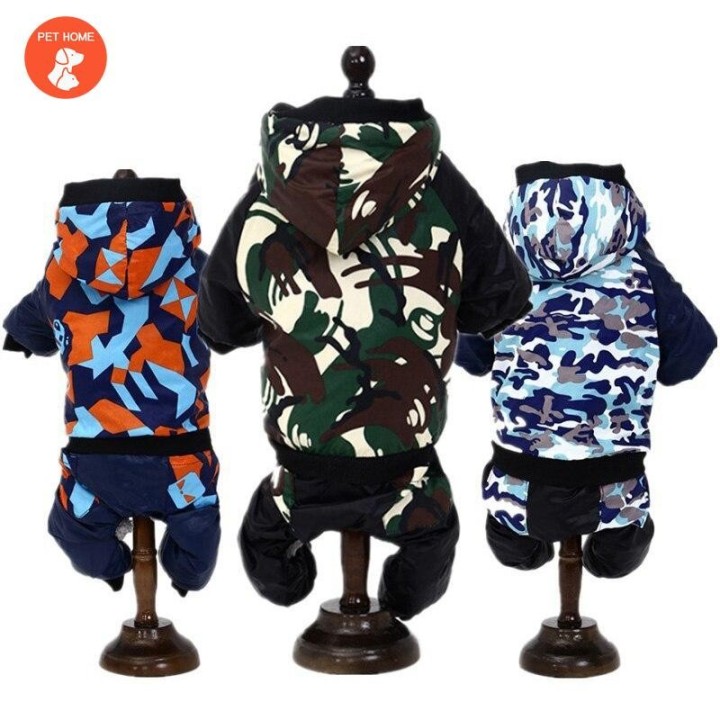 Warme Kleidung für kleine Hunde, Overall, Tarnung, Winter-Hunde-Kapuzenpullover, Haustierkleidung, wasserdichte Kapuzen-Hunde