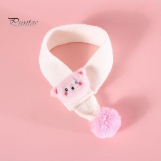 Haustier Schal Entzückendes Bärenmuster Katzen Hunde Halstuch Bequemes Haustier Winter Strickhalsband Haustier weiß