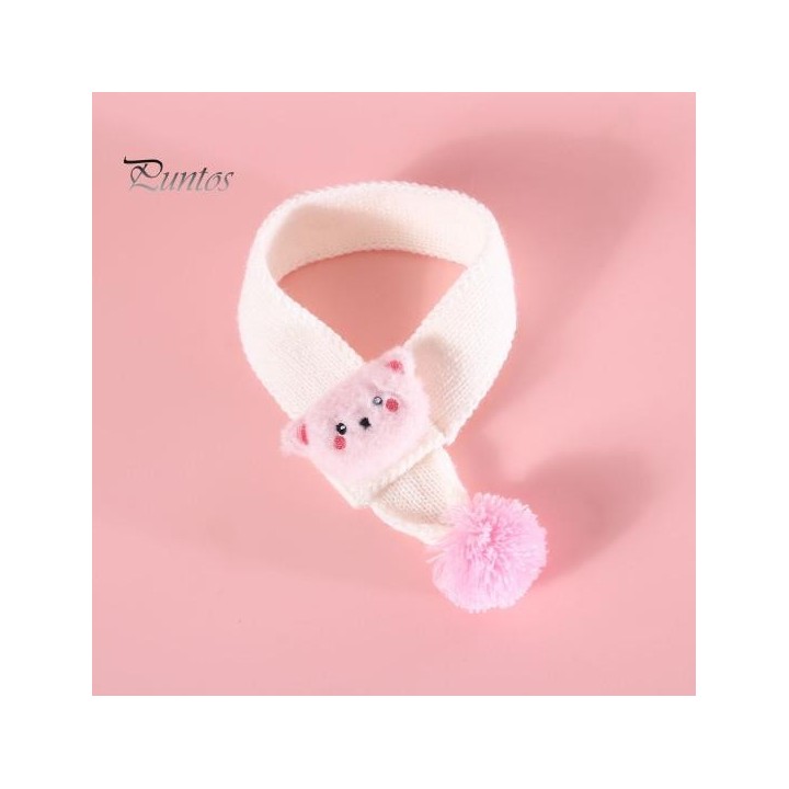 Haustier Schal Entzückendes Bärenmuster Katzen Hunde Halstuch Bequemes Haustier Winter Strickhalsband Haustier weiß