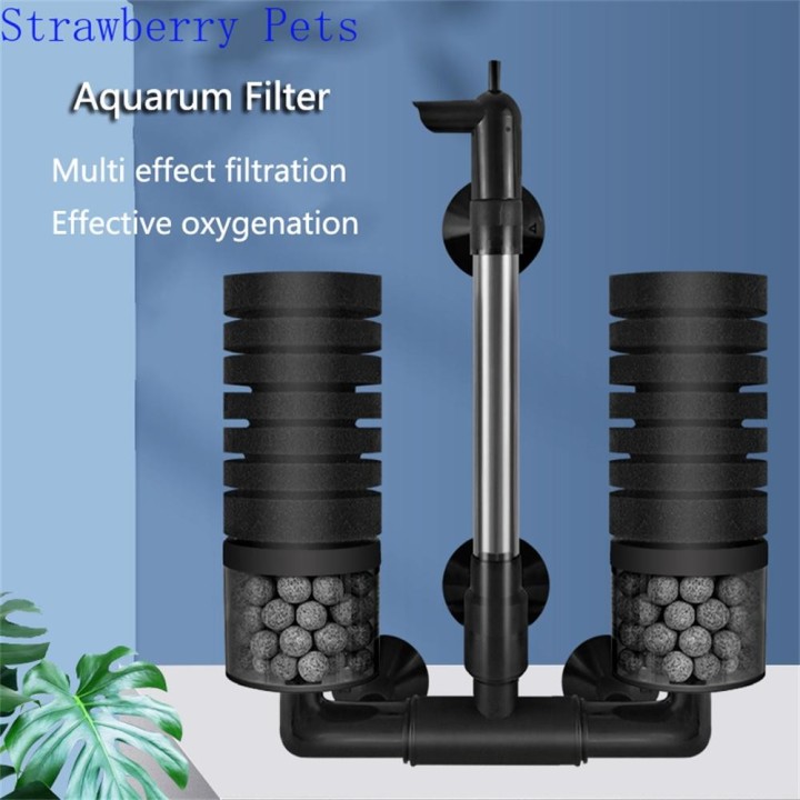 Schwarzer Aquariumfilter für Aquarium Luftpumpe Skimmer Biochemischer Schwammfilter Aquarium Biofilter Filtro Aquario