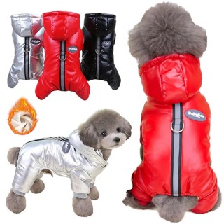 Reflektierender Hundemantel, wasserdichte Hundejacke, Winter-Ganzkörperkleidung, Welpen-Schneeanzug, Fleece-Daunenjacken für