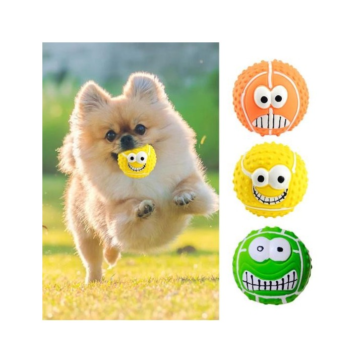 Spielzeug Lebendiger Eingebauter Sound Spieltraining Bissfester Gummiball mit 3D-Vorsprüngen Haustier orange