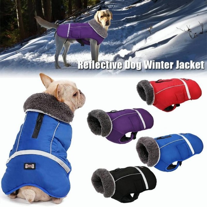 Warmer Hundemantel, reflektierende Hunde-Winterjacke, wasserdicht, winddicht, Rollkragenpullover für Hunde S schwarz